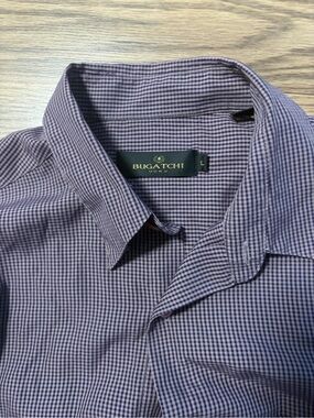 Bugatchi Purple & White Micro-Check Men's Dress Shirt